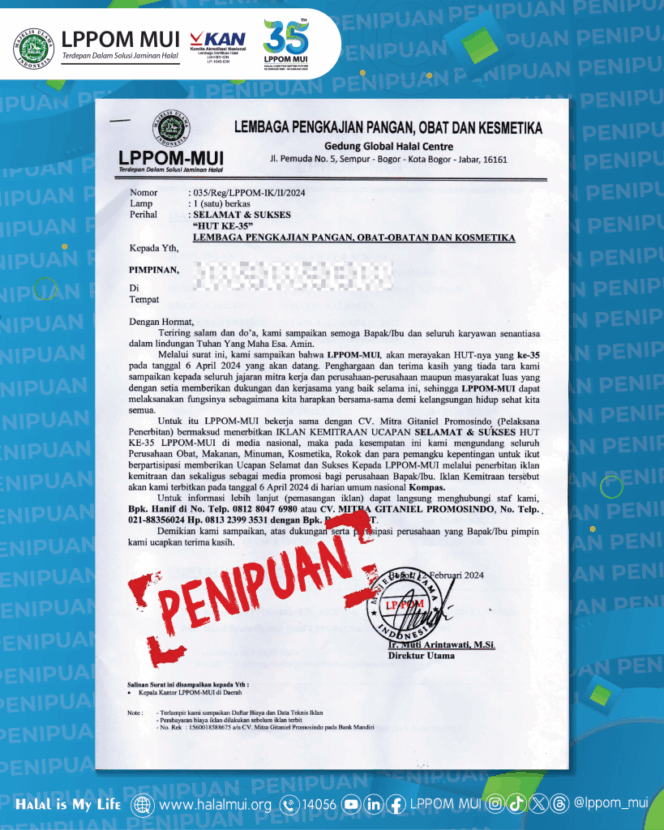 
					Klarifikasi Penyalahgunaan Nama LPPOM MUI