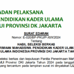 Hasil Seleksi Penerimaan Mahasiswa PENDIDIKAN KADER ULAMA XIX